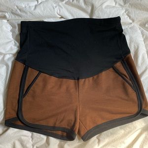 Terracotta Cotton Maternity Shorts -